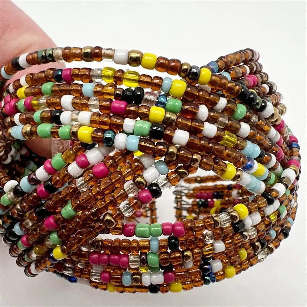NEW Handmade Colorful Seed Bead Braided Cuff Bracelet